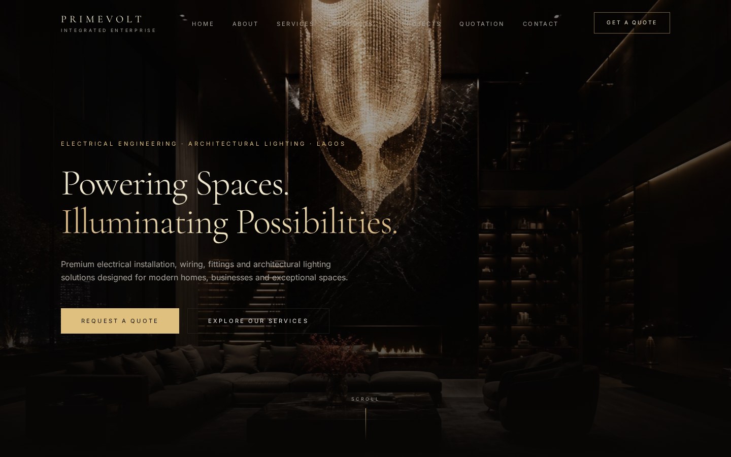 Primevolt Integrated Enterprise electrical engineering and architectural lighting website